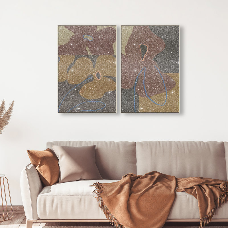 Moody Flowers Set Set by Oliver Gal, 46" H x 31" W, Silver Floater Frame