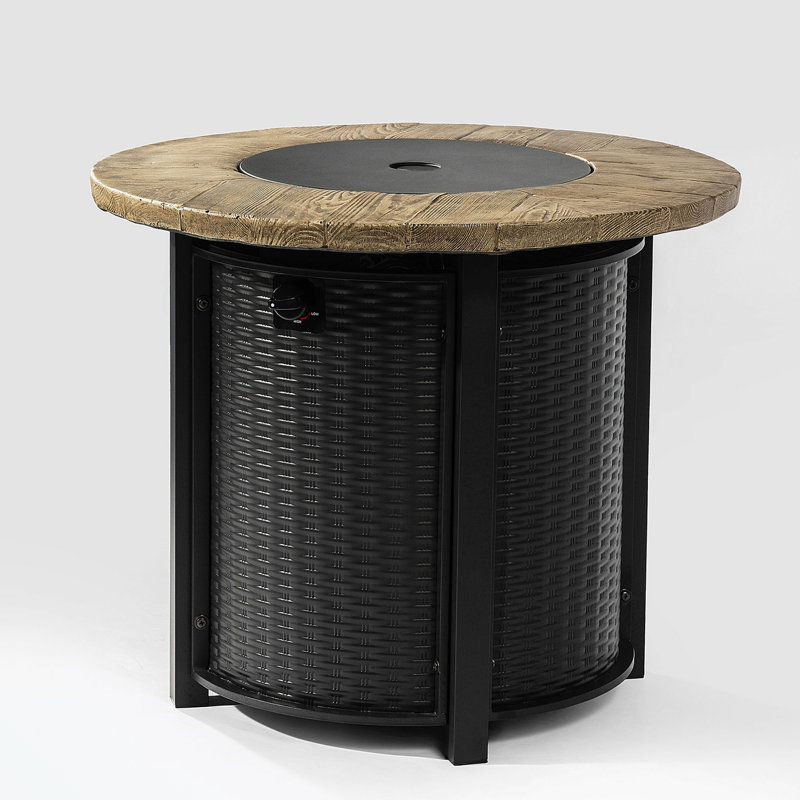 Round Fire Pit Table with Lava Rocks