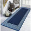 Plain Rug with Greek key Bordered Gel backed Rug Allorah Blue/Cream Rug-1552539348