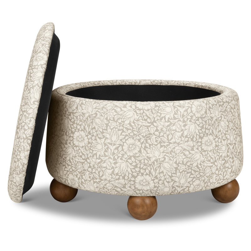 Morris & Co. x Namesake Tuffet Storage Ottoman, Mallow in Ash w/ Dark Wood Ball Feet