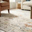 Tapis rétro délavé rétro à motif médaillon floral traditionnel oriental crème beige-39782116