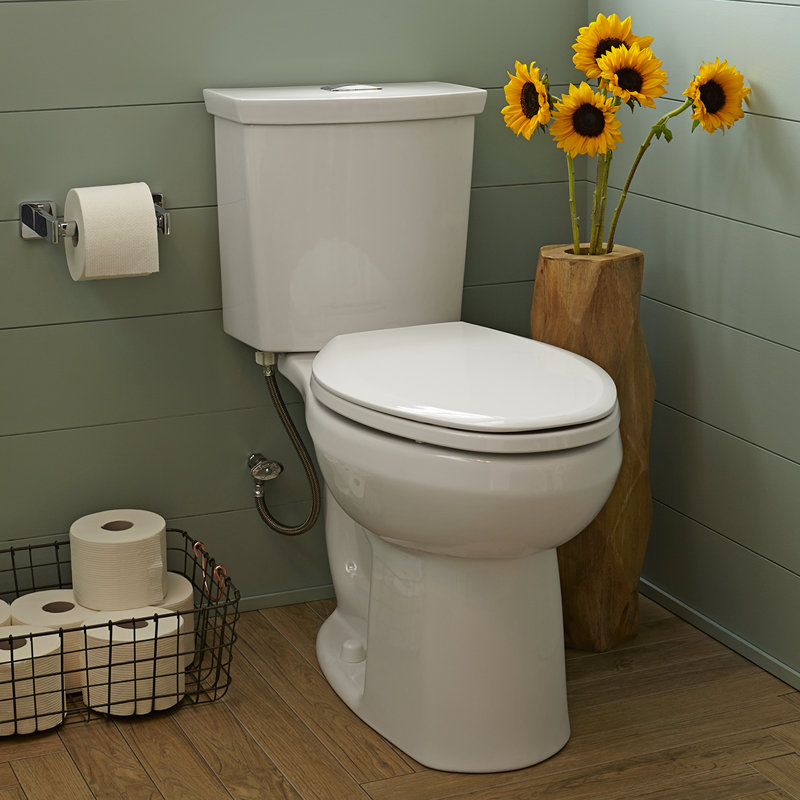 Toilette allongée deux pièces à double chasse American Standard H2Option, hauteur standard, blanc
