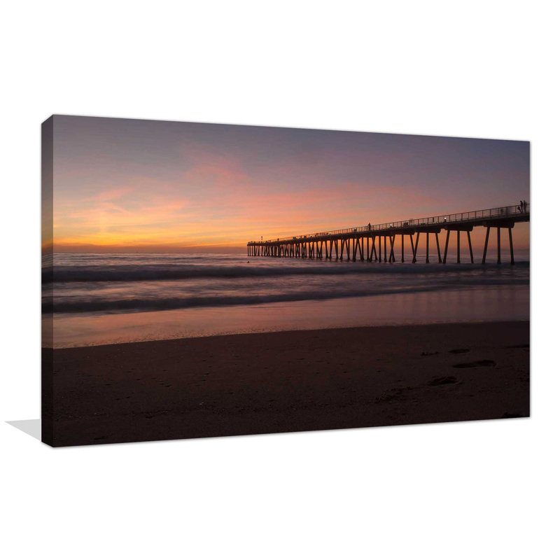 " Sunset Pacific Pier I " by Bill Bell, 18" H x 30" W x 1" D, Wrapped Canvas