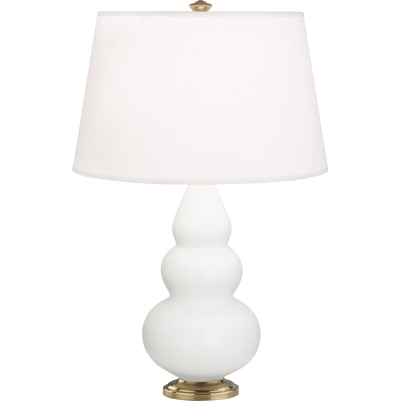 Small Triple Gourd Table Lamp, Antique Brass, Matte Lily