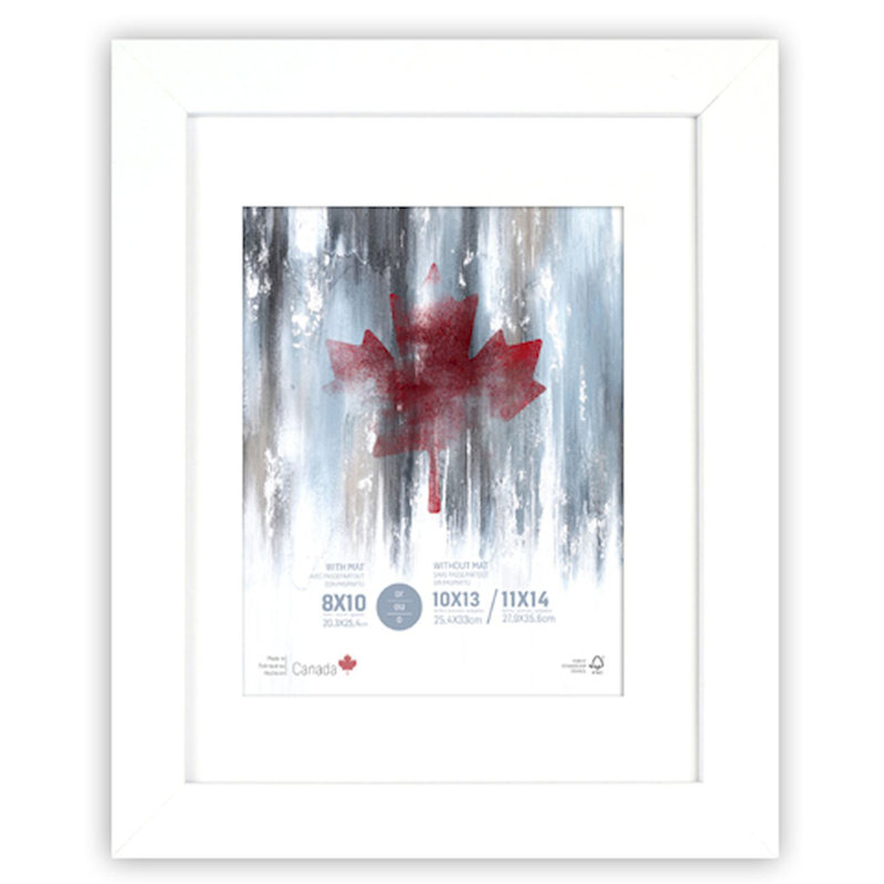 Cadre photo simple en bois biseauté, 10 po x 13 po, Blanc mat