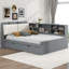 Lit plateforme double en bois avec lit gigogne, tablettes et tête de lit pour une utilisation maximale de l'espace-1360764140