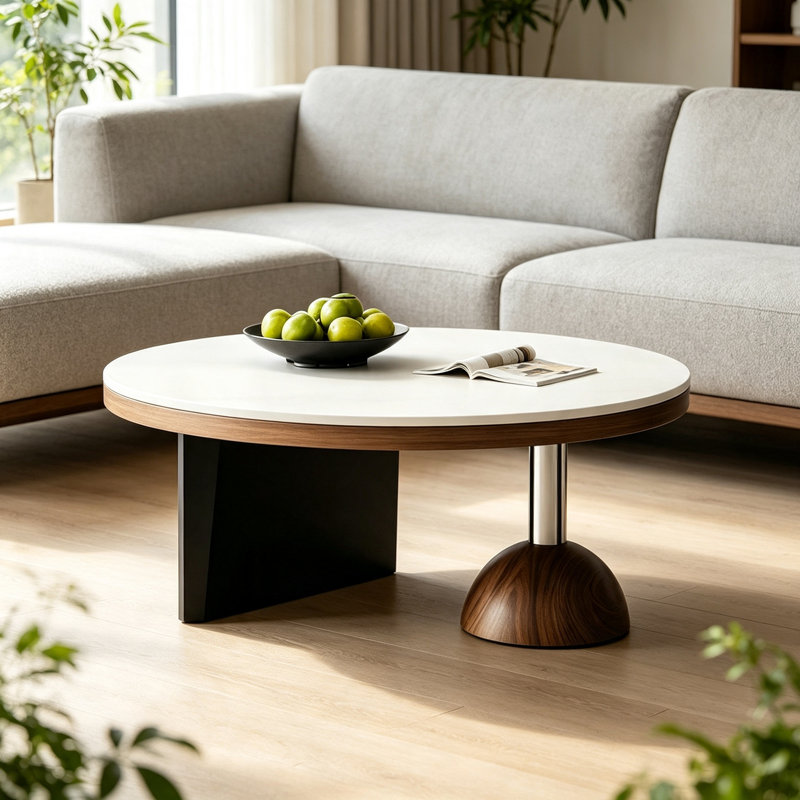 Table basse Minimalist, Couleur unie, H 12,59 po x l 27,55 po x P 27,55 po, Blanc