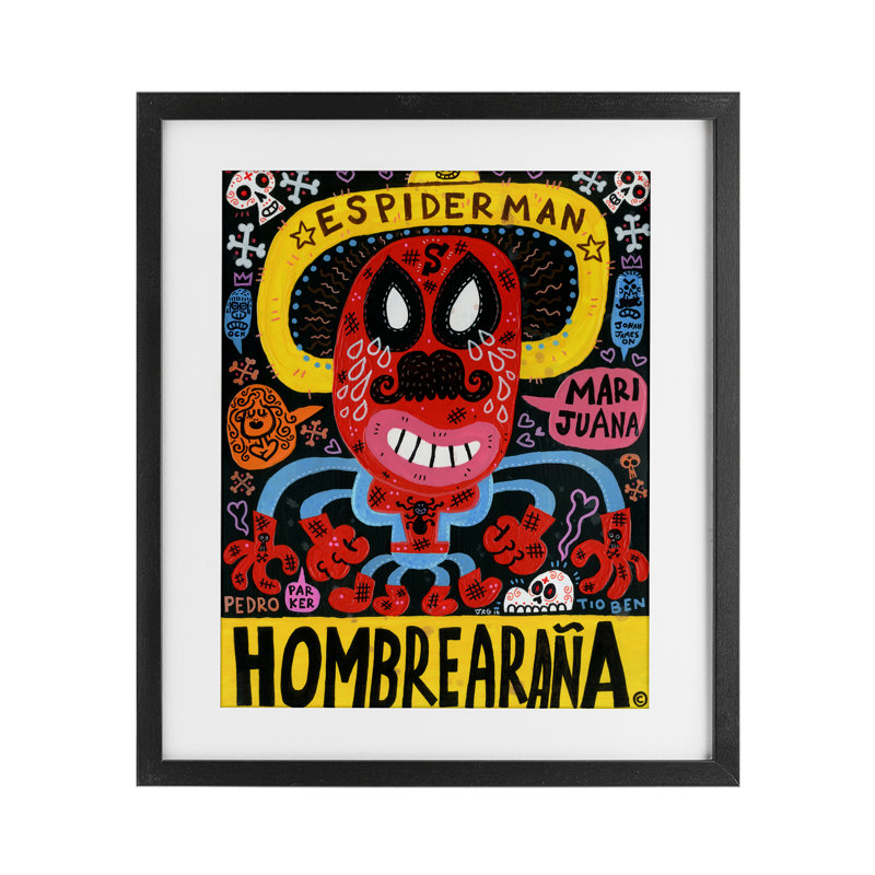 «Iconic Superhero», reproduction sous verre encadrée, conception de Jorge R. Gutierrez, H 16 po x l 13 po, Cadre noir minuit