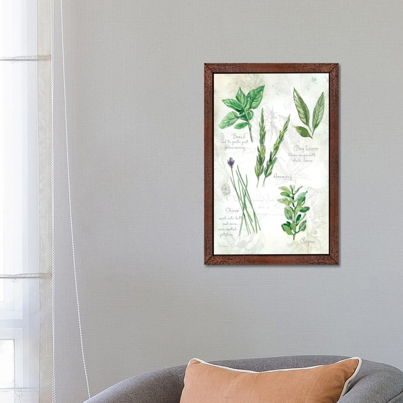 Fresh Herbs I by Carol Robinson - Painting on Canvas, Brown Framed, 66.04 cm H x 45.72 cm W