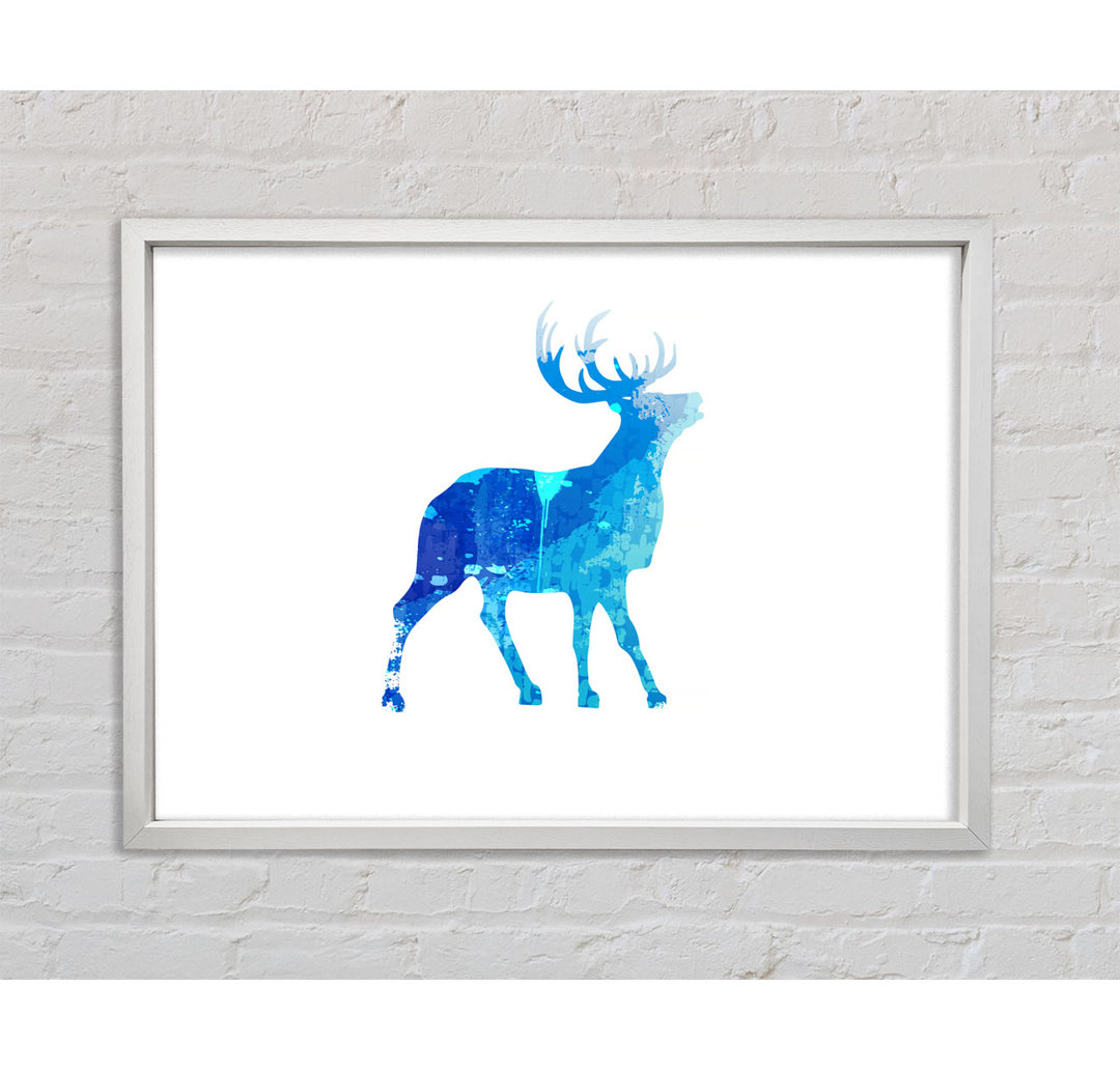 Blue Stag Calling - Einzelner Bilderrahmen Kunstdrucke auf Leinwand