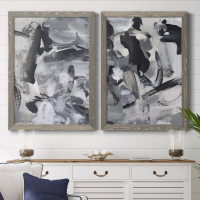 «Black & White Mix III», ensemble de 2 reproductions d'art encadrées