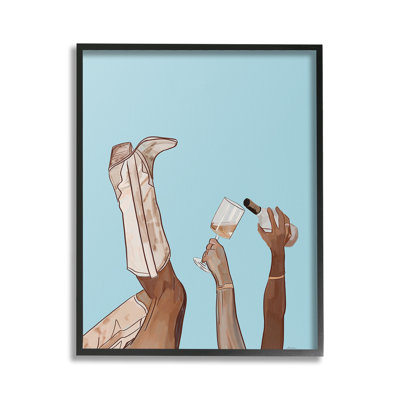 «Cowgirl Versing Wine», art mural sur toile par Amelia Noyes