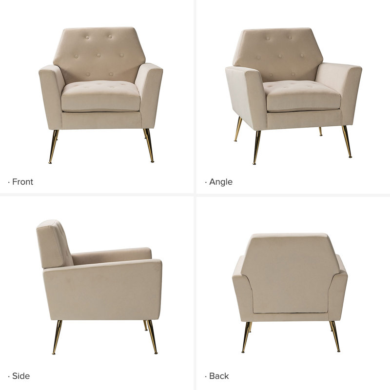 Thaddeus Velvet Armchair, Tan Velvet