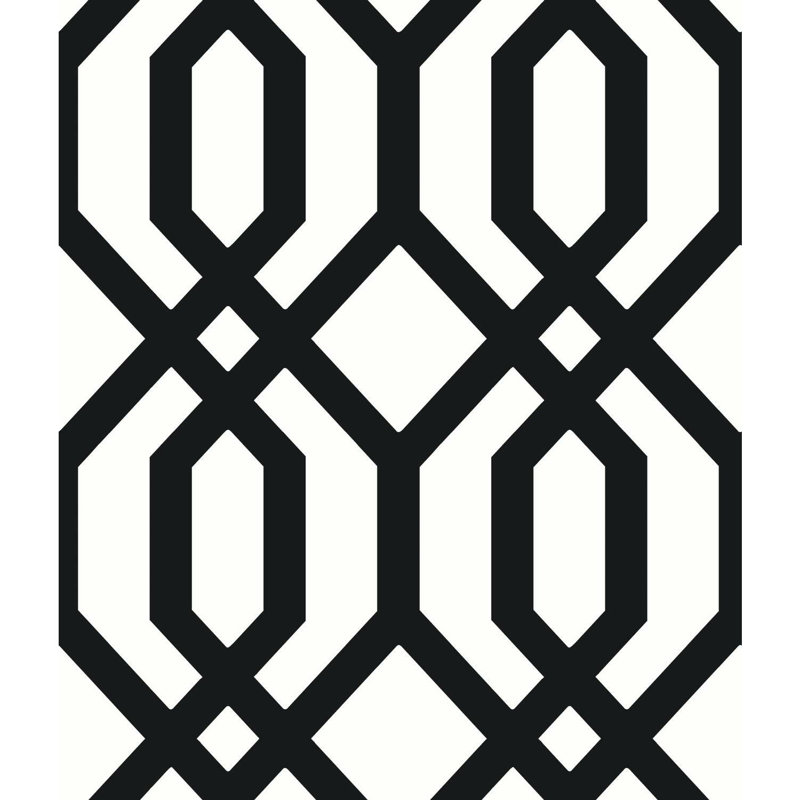 Rouleau de papier peint à motif de treillis Catone, Noir / blanc