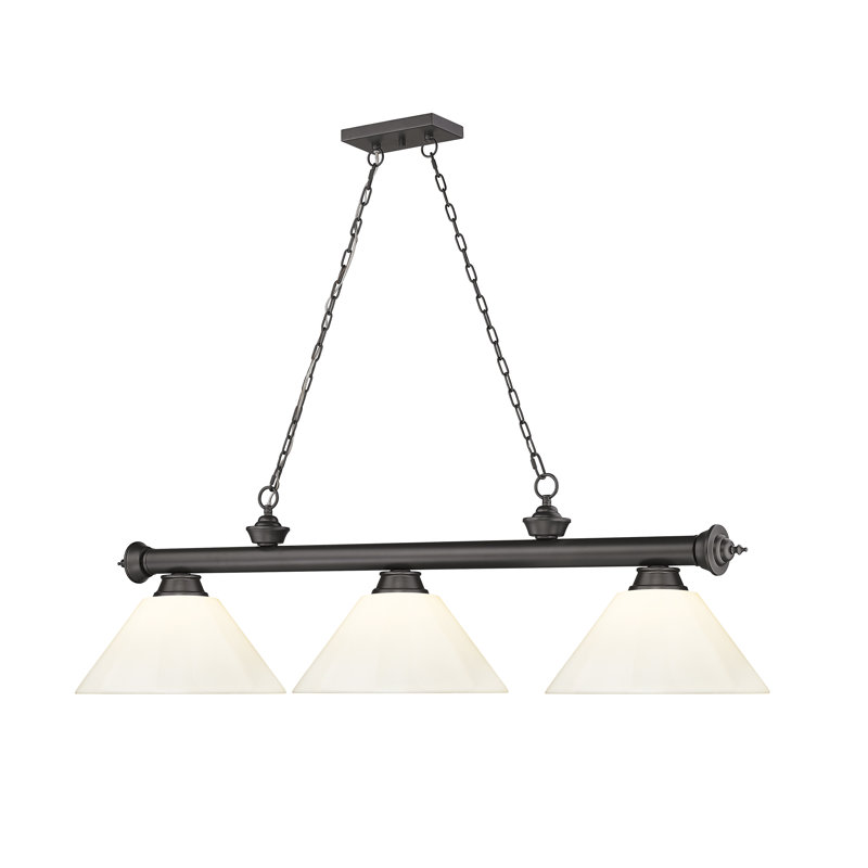 Annaleisa 3-Light Linear Pendant, Brushed Nickel, White