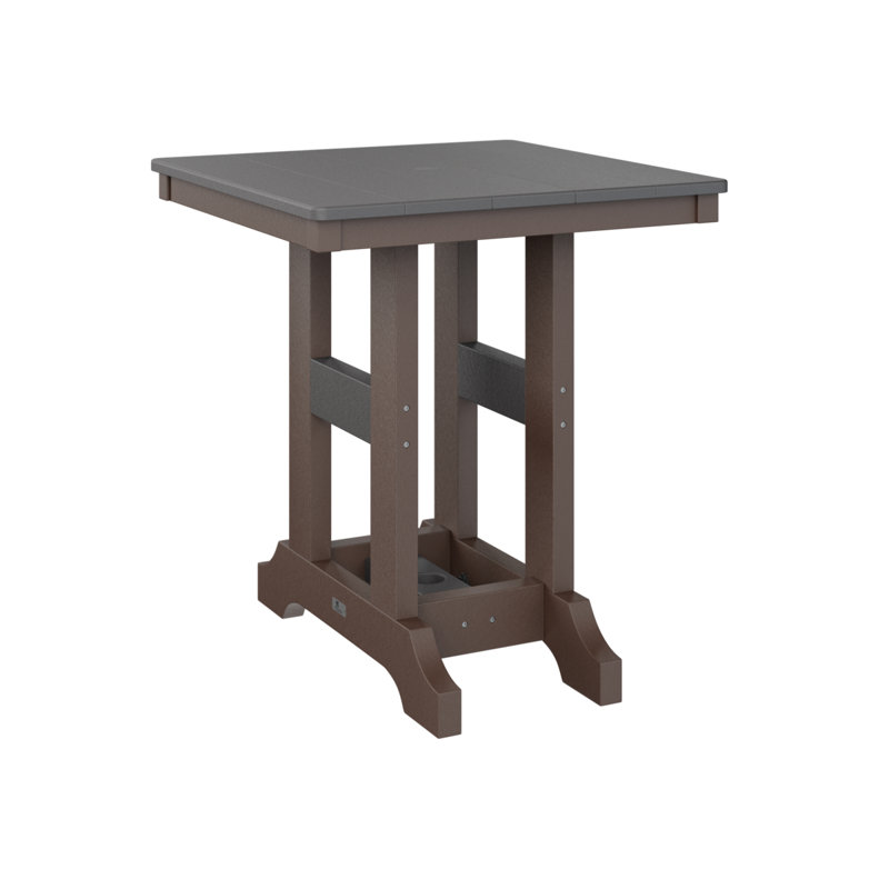 Garden Classic Outdoor Square Bar Table, Chocolate Brown, Smoke Gray
