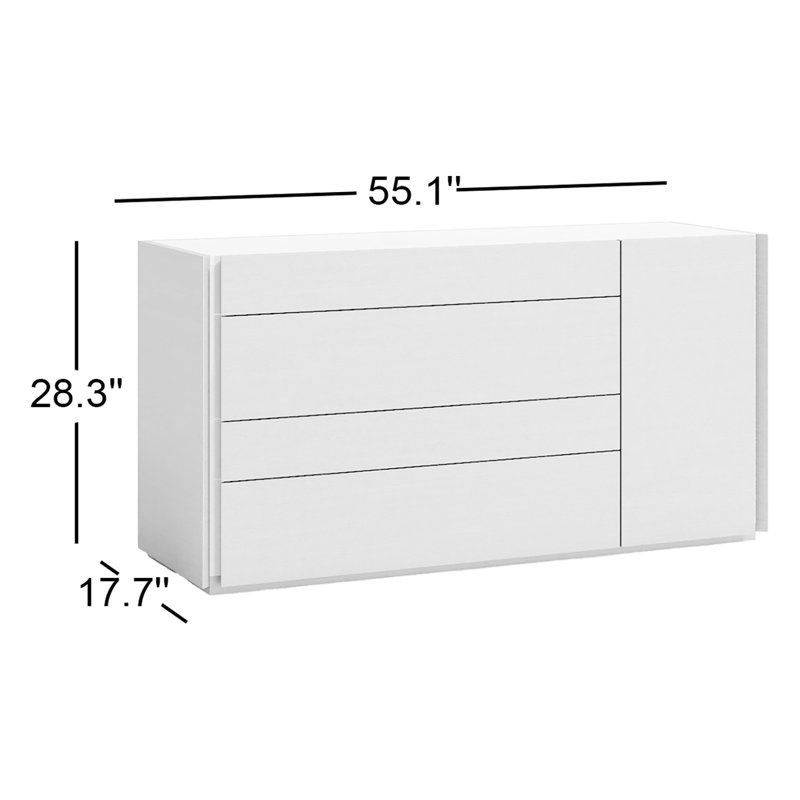 Mcgruder 55.1'' W 4 - Drawer Dresser, Wenge/Red
