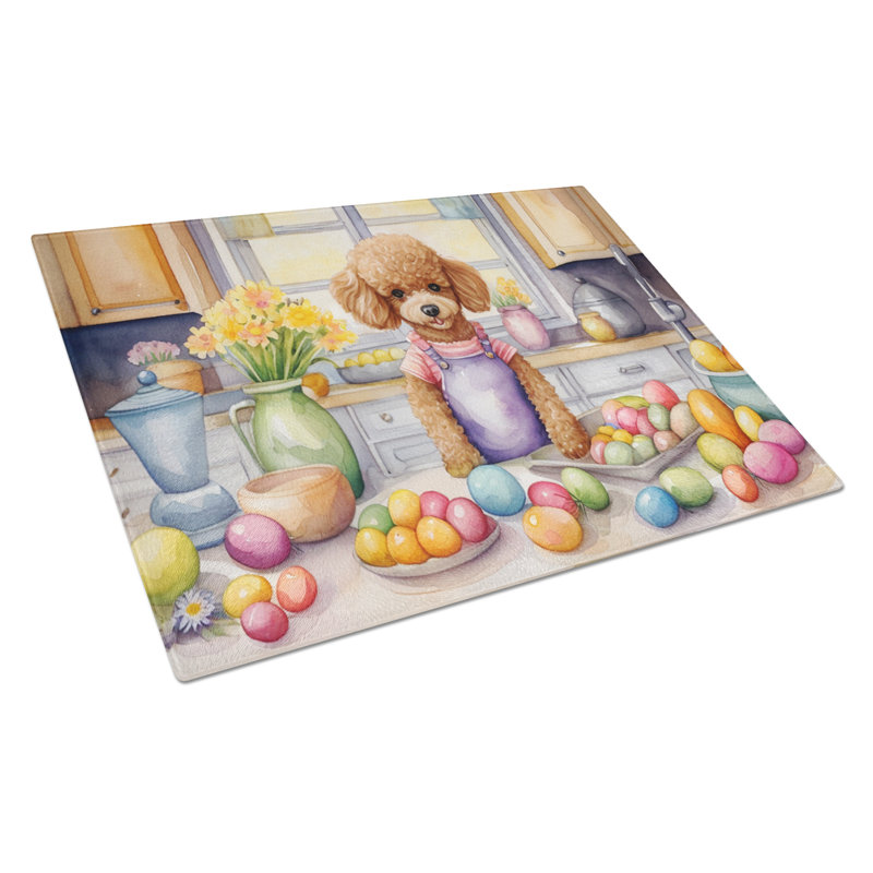 Décoration de planche à découper en verre caniche de Pâques