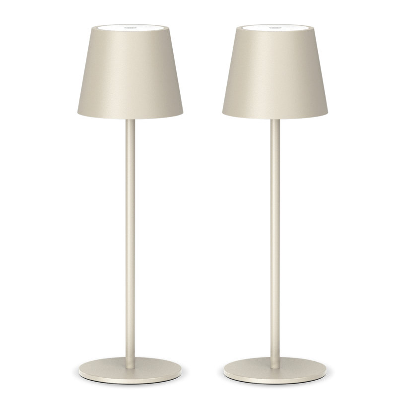Paquet de 2 lampes de table à intensité variable beige, blanc chaud 3000K, éclairage de bureau moderne, Crème, Beige