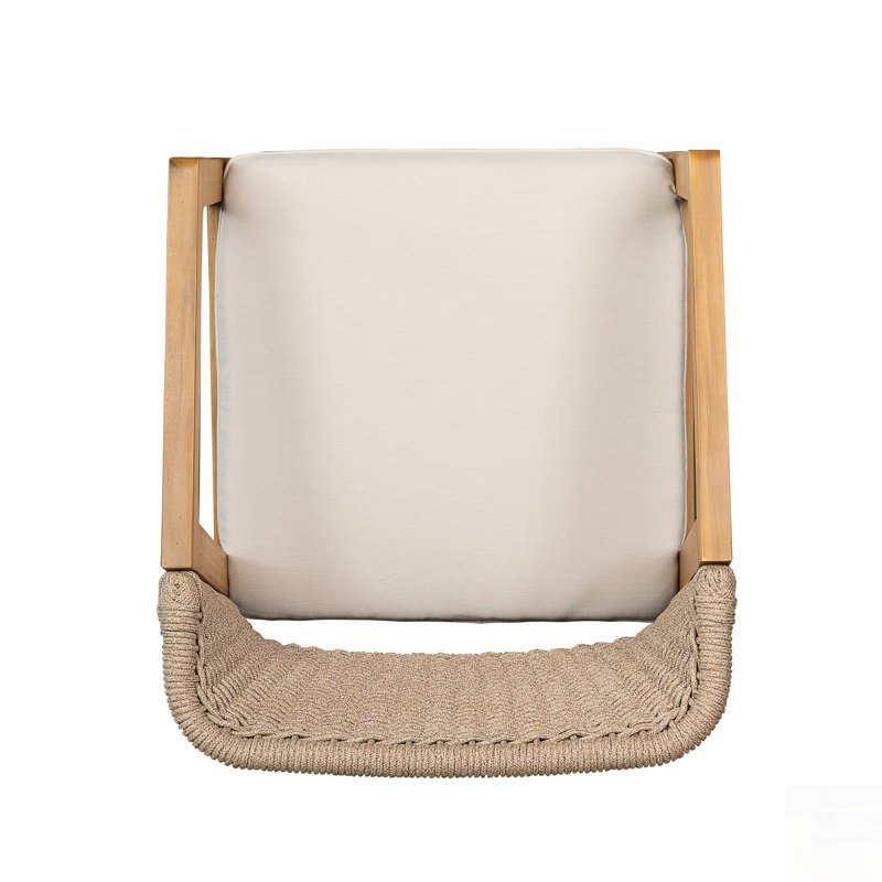 Ensemble de 2 chaises de patio élégantes en bois d'acacia massif et cordes confortables, parfaites pour la détente en plein air