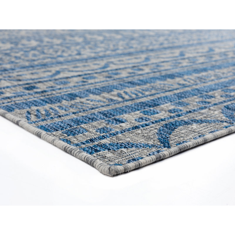 Tapis bleu Efecan Ikat, Rectangle 7 pi 10 po x 10 pi 6 po