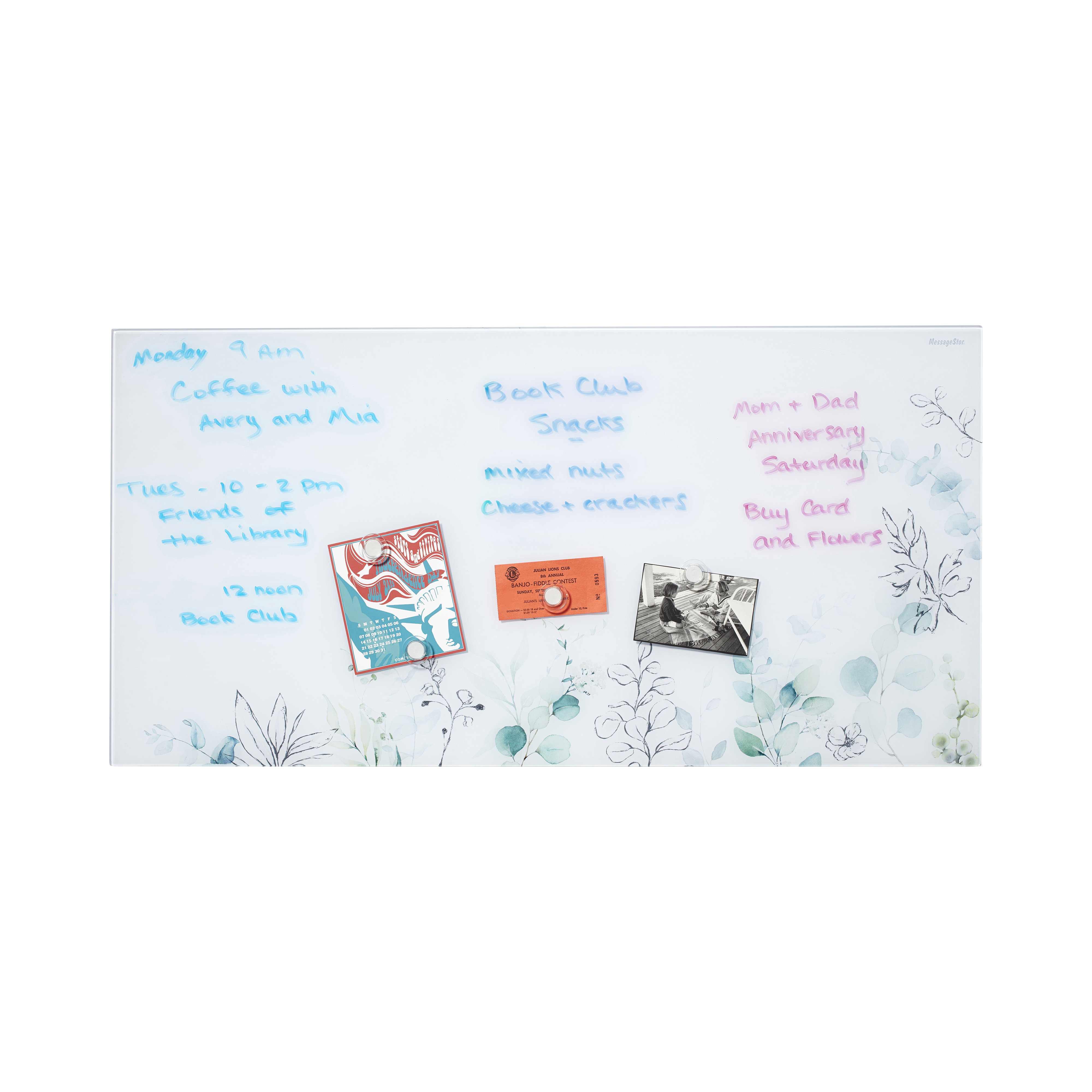 ECR4Kids MessageStor DryErase Glass Board with 18in