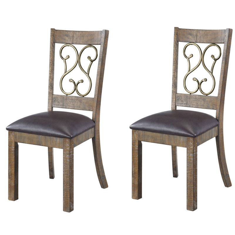 2 chaises d'appoint de salle à manger en cerisier vieilli et noir - dossier ouvert, siège rembourré en mousse pour plus de confort, dossier en 2, siège en similicuir, rembourrage