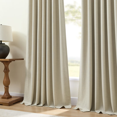 100% Blackout Pinch Pleated Linen Blend Curtains for Bedroom & Living Room,2 Panels,Warm Beige