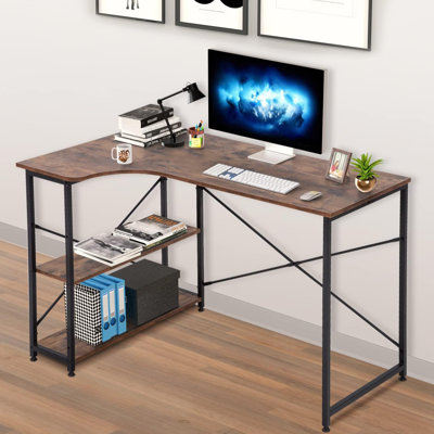L-Shaped Metal Base Computer Desk