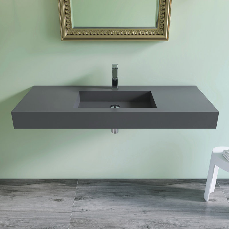 47 X 19 In. Solid Surface Wall Mount Or Countertop Bathroom Vessel Sink 