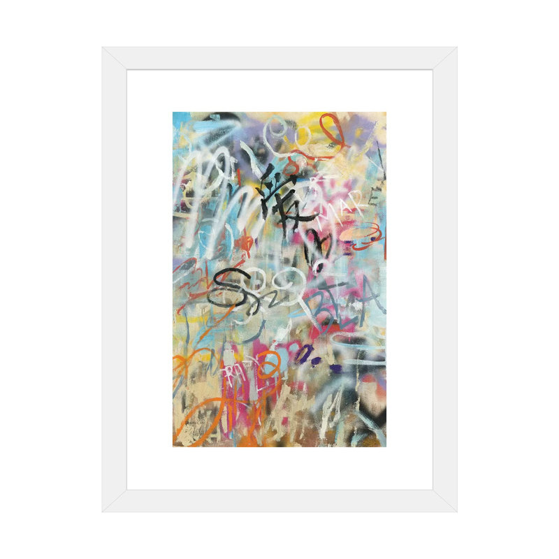« Graffiti Love » par Danhui nai, reproduction d’art, H 32 po x l 24 po x P 1 po, Papier encadré blanc, Blanc