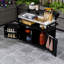 Chariot pour îlot de cuisine roulant sur roulettes avec tablette surélevée, plateau en acier inoxydable et tablettes réglables-120106733