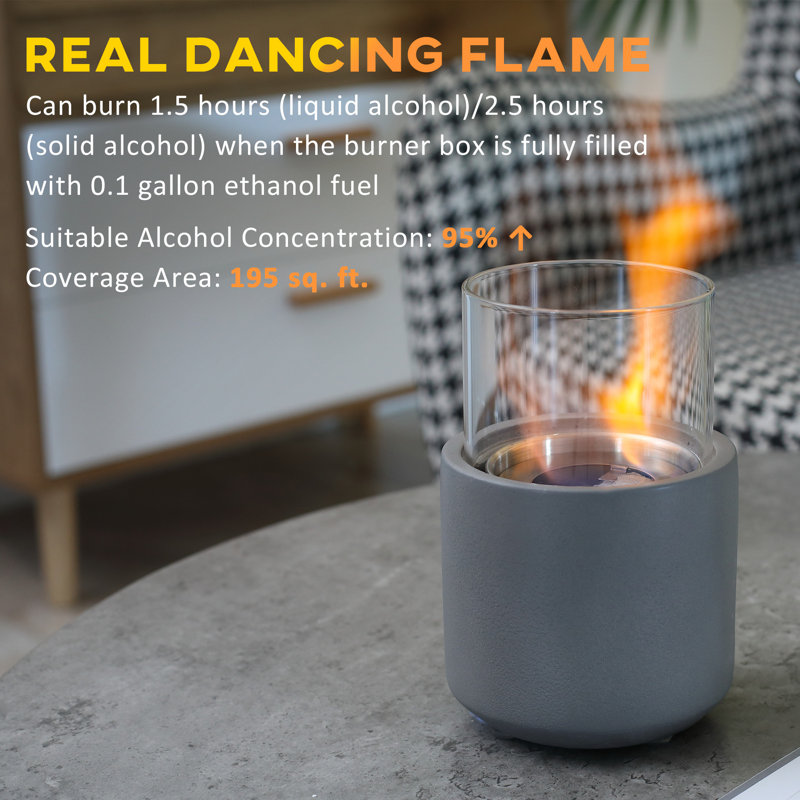 Light Grey Stainless Steel Ethanol Tabletop Fireplace