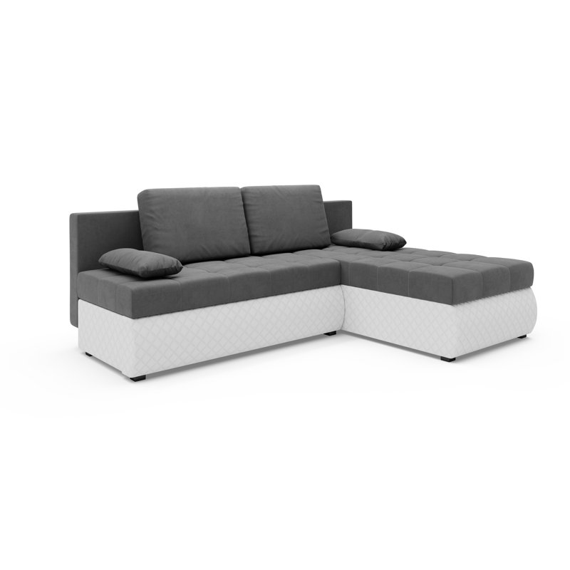 Shenka 3 Seater Corner Sofa , White - Microfaza27/Dolaro511, Right -sided