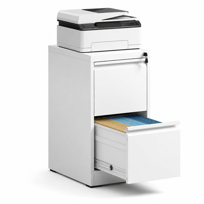Classeurs verticaux en métal à 2 tiroirs avec serrure durable pour la maison et le bureau., Blanc