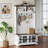 39.8" Wide Hall Tree With Bench And Shoe Storage, Entryway Bench With Diamond Wire Mesh Design, Coat Rack Shoe Bench For Hallway