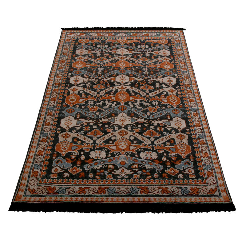 Burano Hand Knotted Wool Geometric Area Rug, Rectangle 8' x 10'
