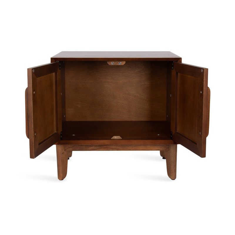 McCutcheon Mango Wood Side Table with Storage Cabinet, Brown