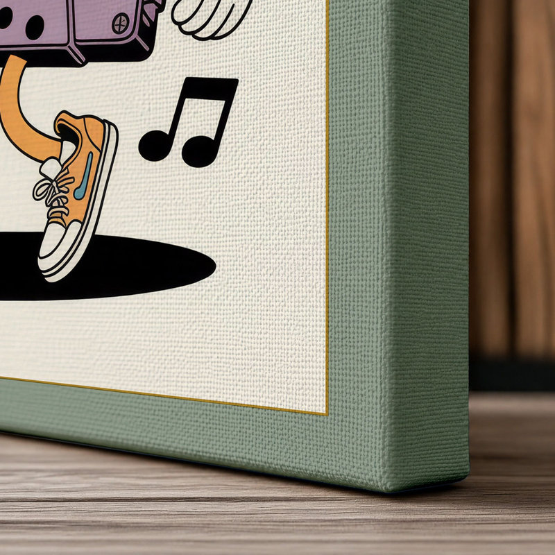 Mixtapes & Good Vibes Typography 1 Piece Wrapped Canvas Wall Art, 24x16 - 61.0 x 40.6 cm, Sage Border