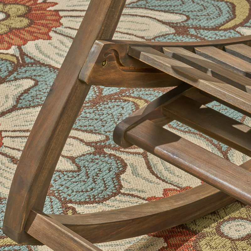 Fauteuil à bascule en bois gris avec résistance aux intempéries et repose-pieds