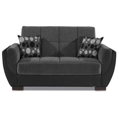 Jaliah Fabric Upholstered 3-in-1 Sleeper Loveseat Sofa Bed with Storage