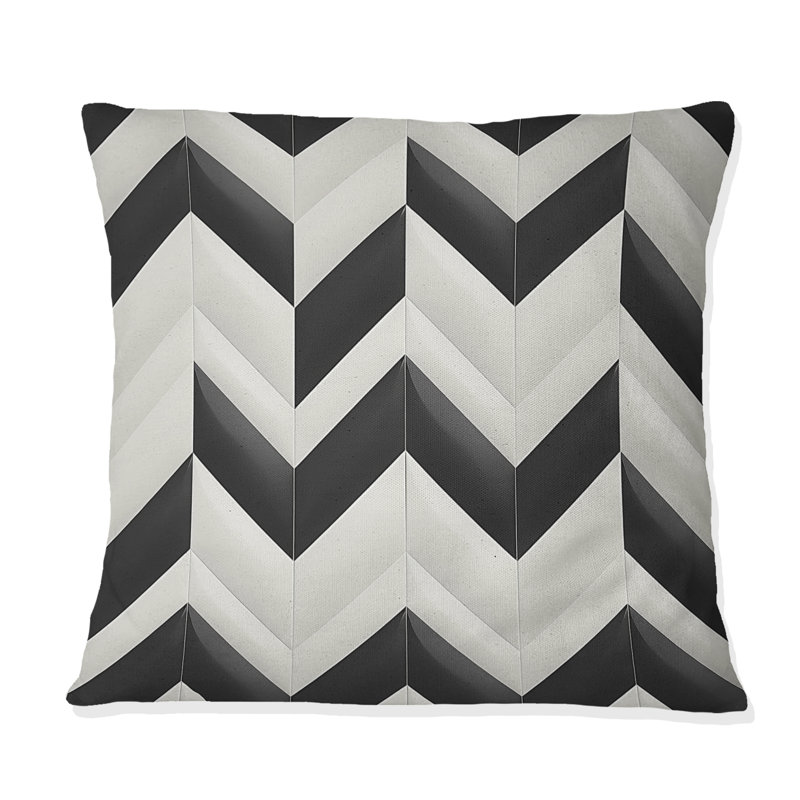 Coussin moderne noir et blanc Modern Chevron III, H 16 po x l 16 po