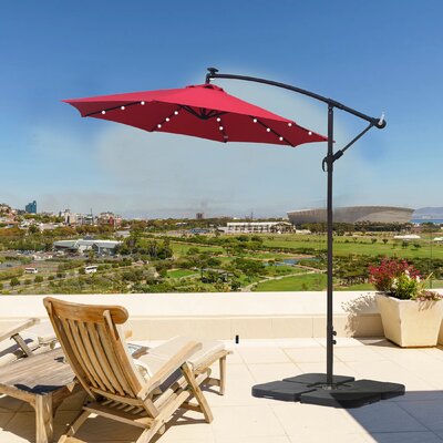 10 Ft Outdoor Patio Umbrella Solar Powered Led Lighted 8 Ribs Umbrella With Crank And Cross Base For Garden Outside Deck Swimming Pool -  Arlmont & Co., 05A79ECDDA7C4BDC8F4996DA2D58FC8D