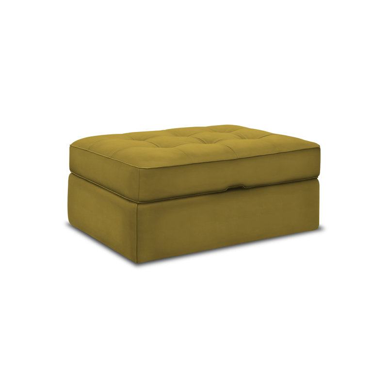 Repose-pieds de rangement rectangulaire en cuir véritable de 42 po Arizona, Désert (Longhorn), Espresso