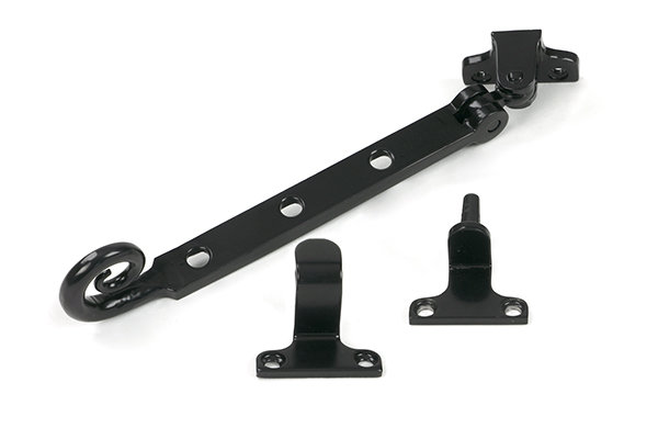 Monkeytail Stay (Steel Window), 22.7cm H x 3cm W x 1.3cm D, Black