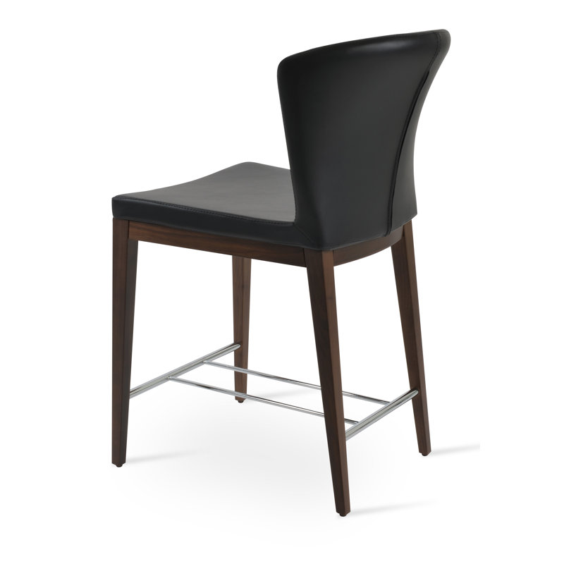 Tabouret de bar et de comptoir à dossier haut Capri, Noyer noir, Tabouret de comptoir (siège d'une hauteur de 24 p