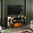 Eijah 3-Sided Glass Fireplace TV Stand with LED Lights, Farmhouse Media Console Entertainment Center-81758621
