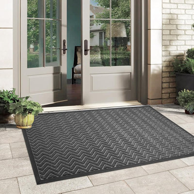 Tapis de porte en caoutchouc robuste, tapis d'entrée extérieur antidérapant imperméable, tapis anti-saleté et humidité, tapis facile à nettoyer à profil bas, vert