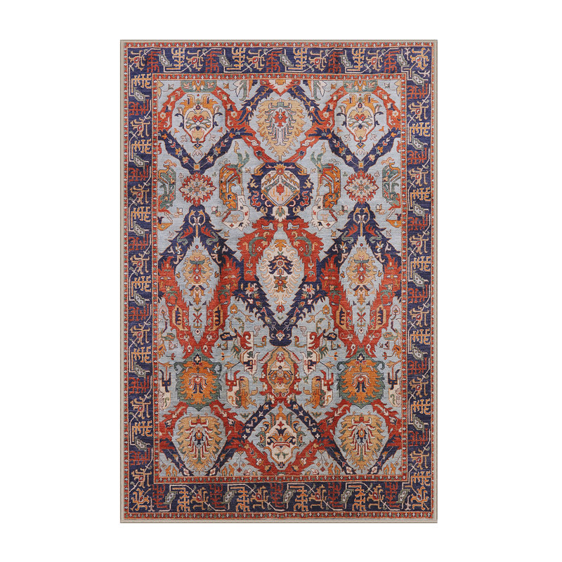 Tapis oriental rouge et bleu, Rectangle 2 pi x 4 pi