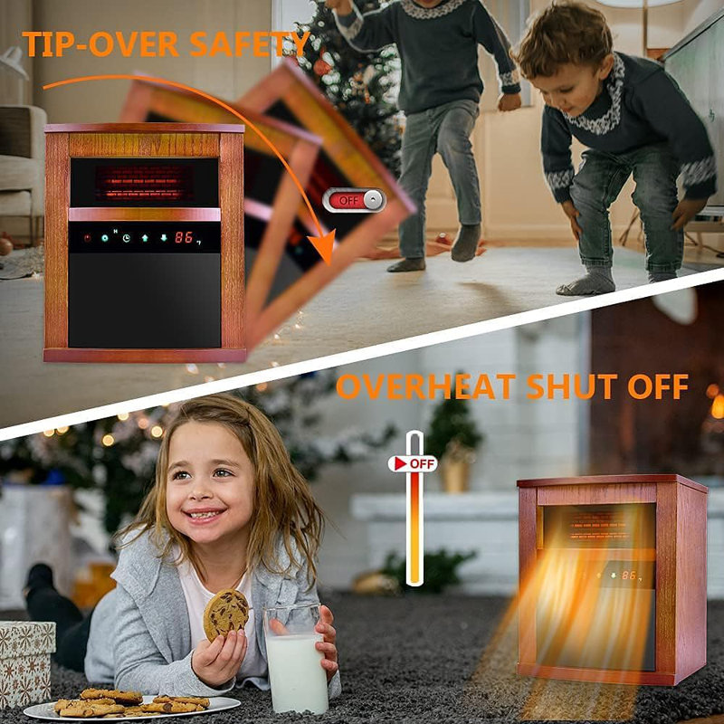 Walnut Electric Convection Heater with Thermostat and Remote